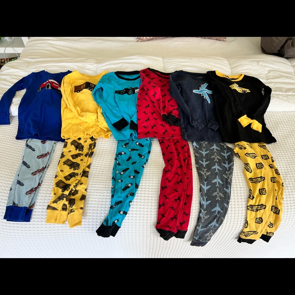 Lot of 6 Leveret/Dino Dee boys two piece long sleeve pajamas